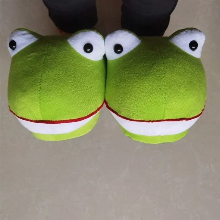 Cute Plush Frog Slippers. high quality