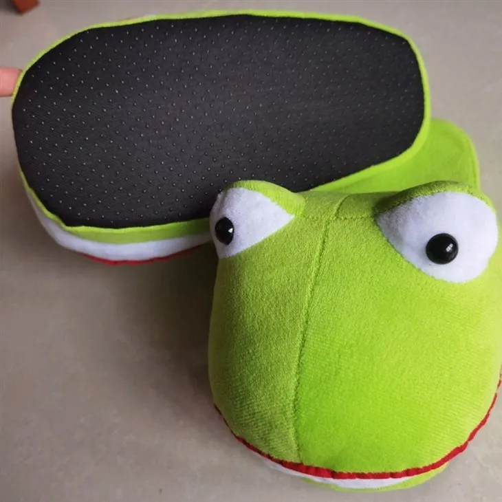 Cute Plush Frog Slippers. high quality